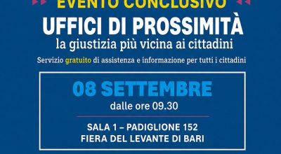 Evento “Uffici di Prossimità in Puglia Esperienze, risultati e prospettive per una giustizia più vicina ai cittadini” – Bari, 8 settembre 2026